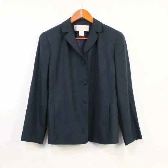 Doncaster navy silk lined blazer size 10 petite - Picture 3 of 14